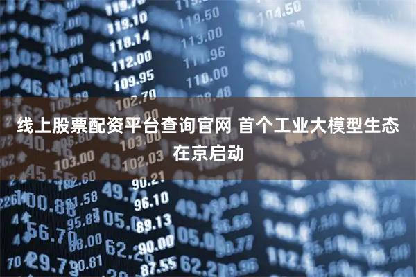 线上股票配资平台查询官网 首个工业大模型生态在京启动